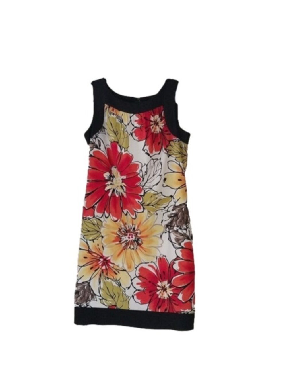 AB Studio Floral Career Dress, Black Multicolor, Size 8